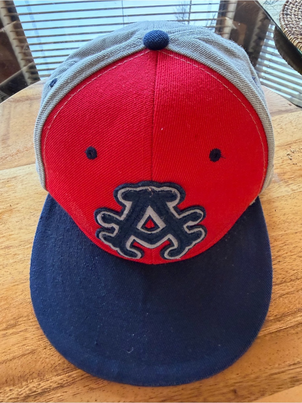 Akedemik Red and Navy Adult Baseball Cap with Grey Crown  Cap One Sz